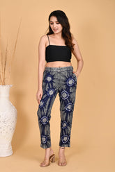 ROYAL BLUE BANDHEJ COTTON PANTS - SKYTICK